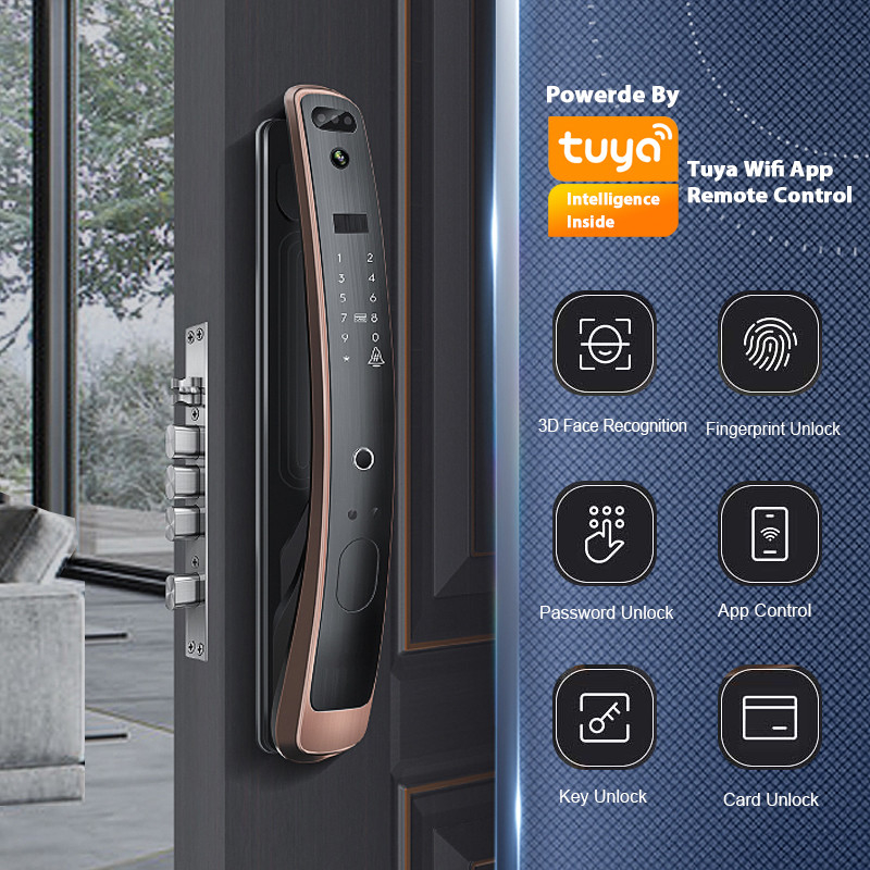 Fechadura da porta esperta do reconhecimento de cara do controle de acesso do fechamento 3D de Wifi Tuya