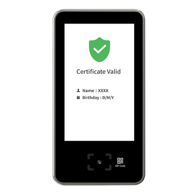 5 passagem vacinal do certificado verde da UE Digitas do varredor do cartão do LCD QR da polegada