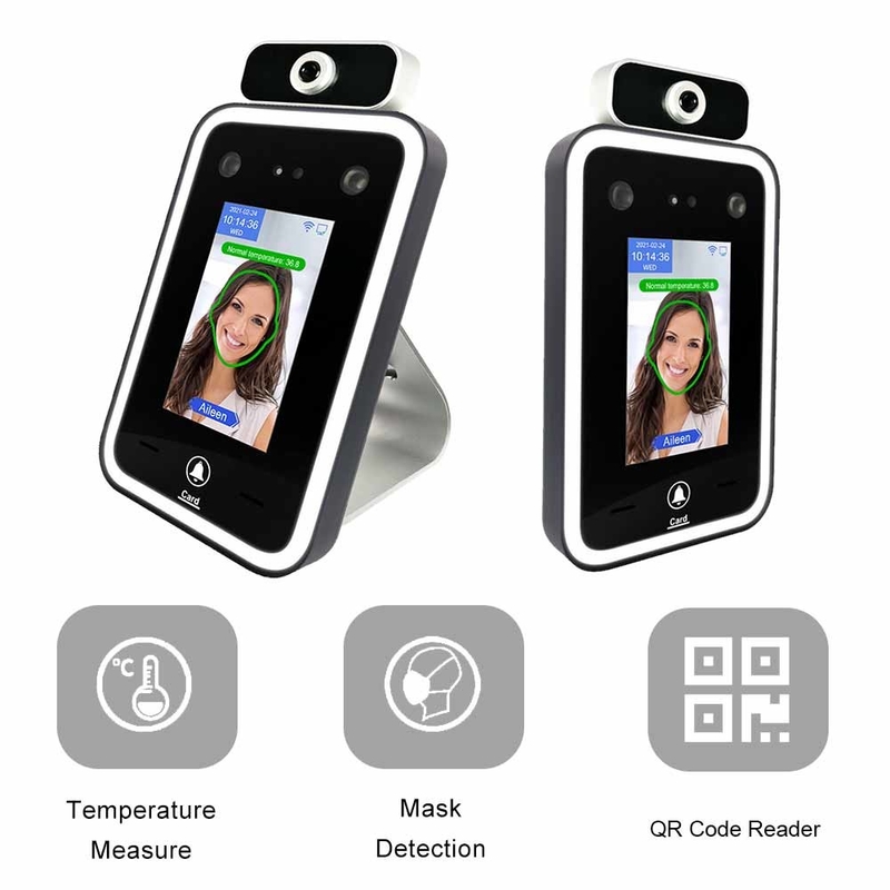 Da câmera facial do reconhecimento da segurança do sensor de temperatura do varredor do QR Code controle de acesso sem fio da cara da nuvem