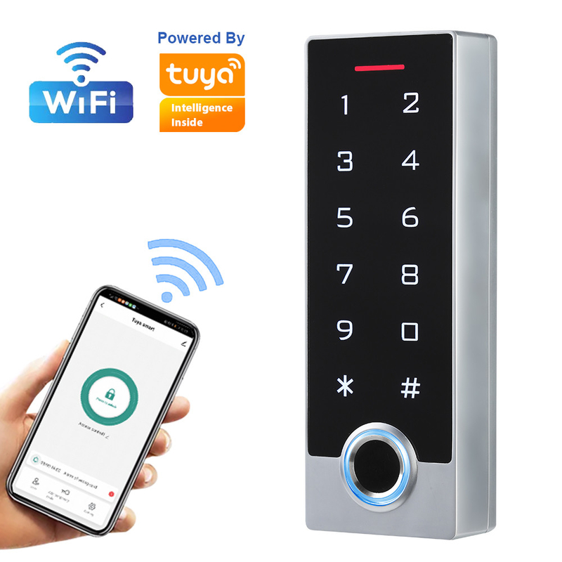 Do teclado numérico biométrico do toque do sistema do controle de acesso da porta da impressão digital do cartão do RFID acesso móvel do APP