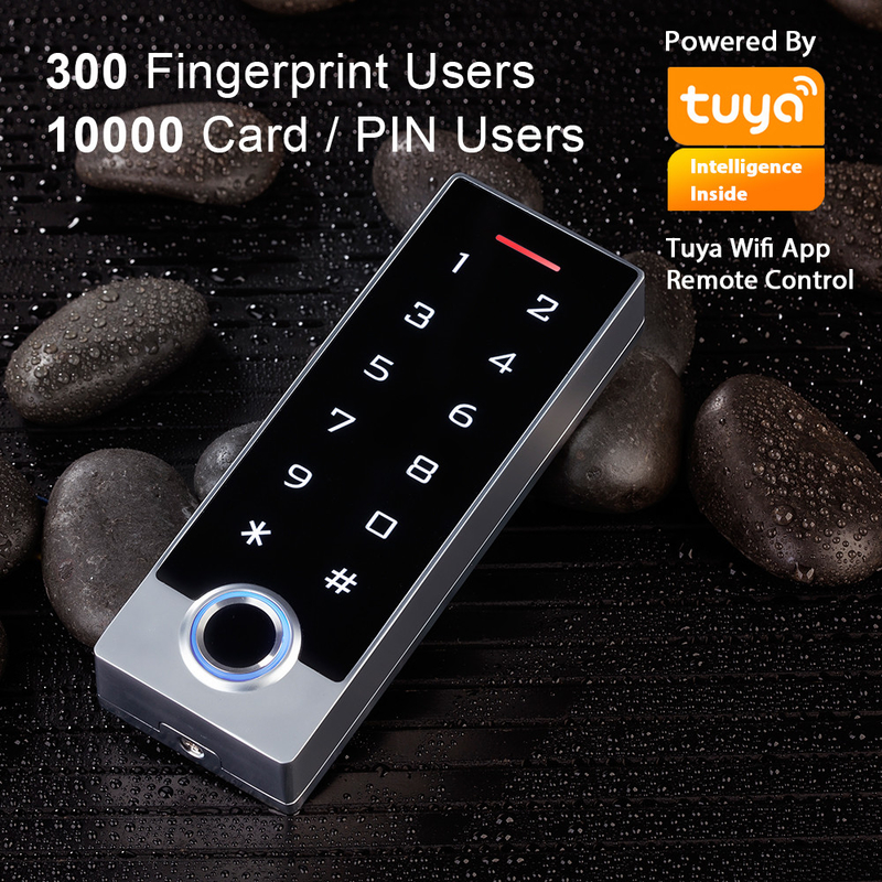 Do cartão biométrico do controle de acesso RFID da porta da impressão digital do App de Tuya teclado numérico impermeável do toque IP68