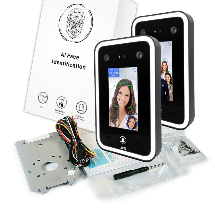 Controle de acesso biométrico do comparecimento do tempo do QR Code da máquina da detecção da cara de 4,3 polegadas