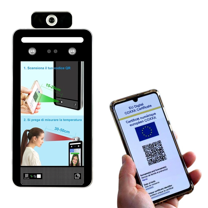 Máquina de Face Temperature Measuring do leitor de um código de barras de 8 IPS Qr da polegada