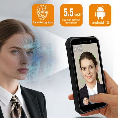 Terminal de ponto com tela sensível ao toque de 5,5 polegadas, reconhecimento facial rápido em 0,3s - Capacidade para 5000 faces para controle de ponto móvel