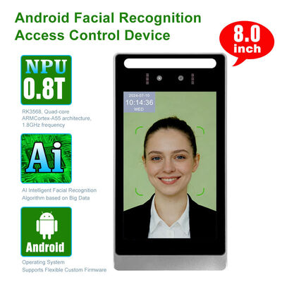 OEM/ODM RK3568 8 polegadas Industrial Android AI Face Recognition Máquina de Controle de Acesso para Portão de Tripódio Turnstile