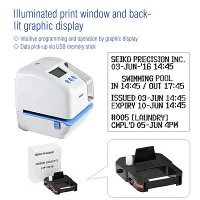 Máquina de Carimbo de Tempo SEIKO TP-50 Gravador de Tempo de Documento com Comunicação USB, Backup de Memória Durante Falha de Energia e Impressão de Horário Deslocado
