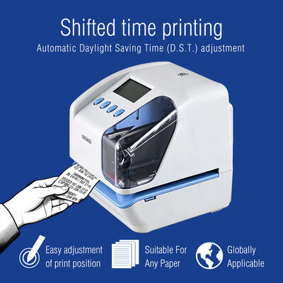 Máquina de Carimbo de Tempo SEIKO TP-50 Gravador de Tempo de Documento com Comunicação USB, Backup de Memória Durante Falha de Energia e Impressão de Horário Deslocado