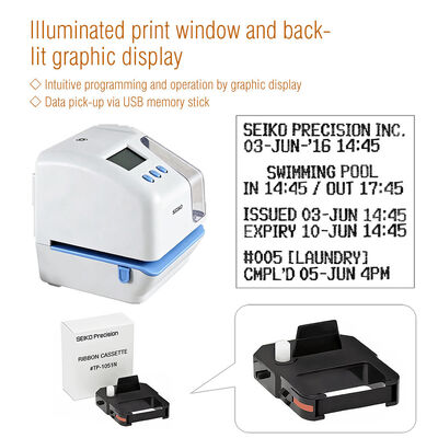 Disco flash USB Carimbo de horário Máquina de atendimento Relógio de cartão perfurado multilíngue com impressão de 2 linhas