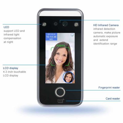 Impressão digital biométrica RS485 do cartão de IC da máquina do comparecimento do tempo do suporte alto